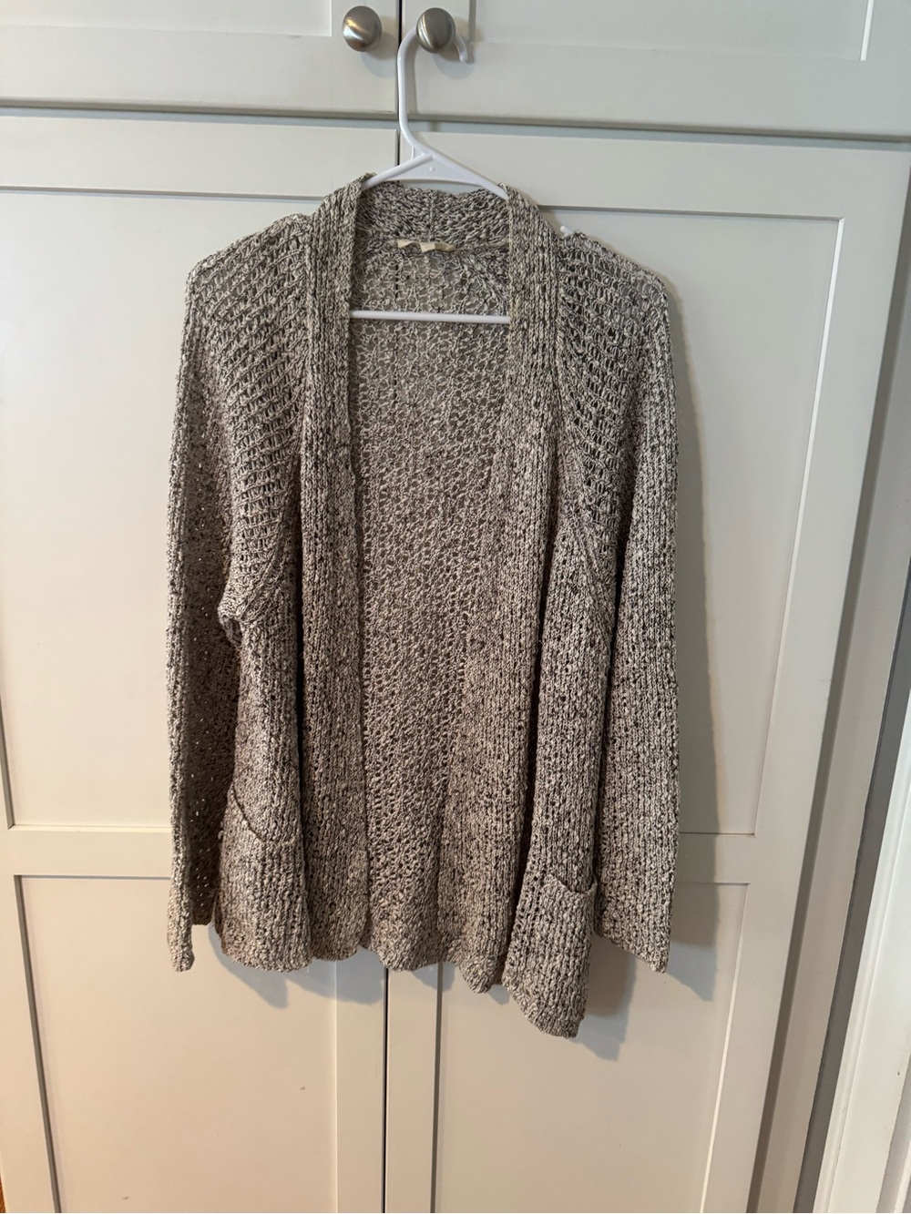Eileen Fisher Cozy Open-Front Knit Cardigan — Taupe